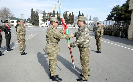 Battle flags presented to military units of Azerbaijani Army on frontline